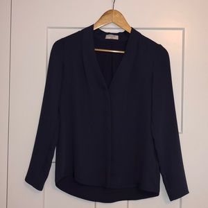 Babaton XS dark blue long sleeve blouse